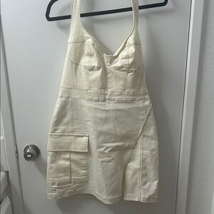 Urban Outfitters Cream Denim Halter Dress